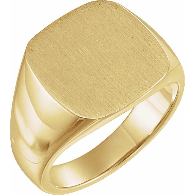 14K Yellow 16 mm Square Signet Ring