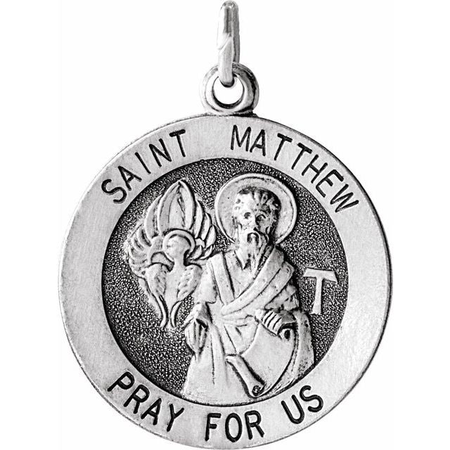 Sterling Silver 18 mm Round St. Matthew Medal
