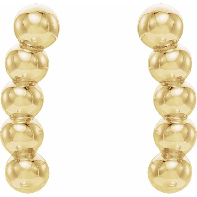 14k Yellow Curved Beaded Earrings