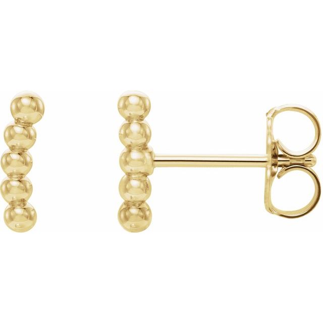 14k Yellow Curved Beaded Earrings