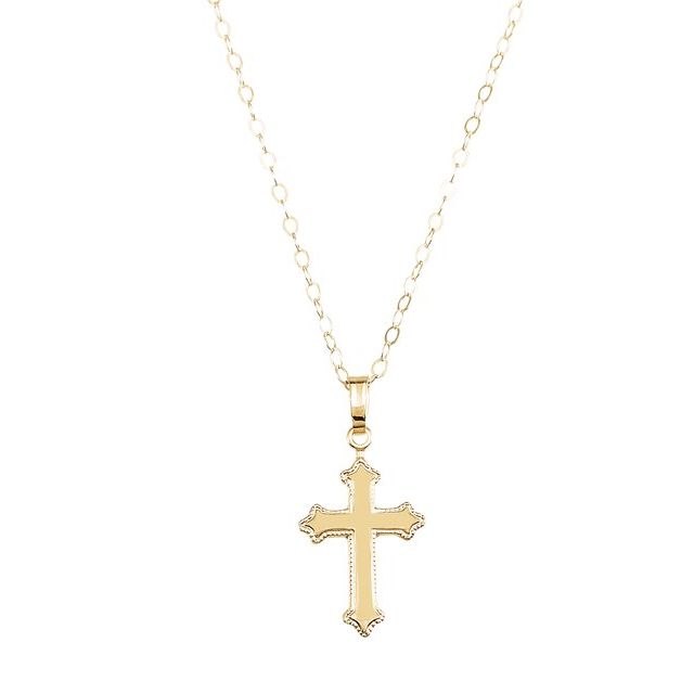 14K Yellow Cross 15' Necklace