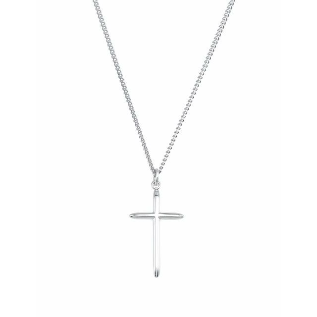 Sterling Silver 25.7x14 Mm Cross 18' Necklace