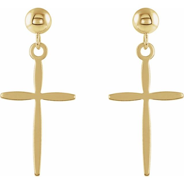14K Yellow Cross Earrings
