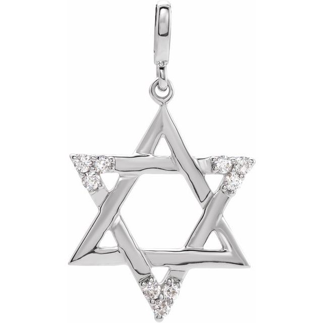 14K White 1/10 CTW Natural Diamond Star of David Pendant