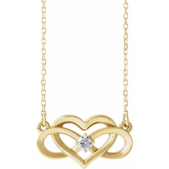 14k Yellow 1/10 Ctw Natural Diamond Infinity-inspired Heart 16-18' Necklace