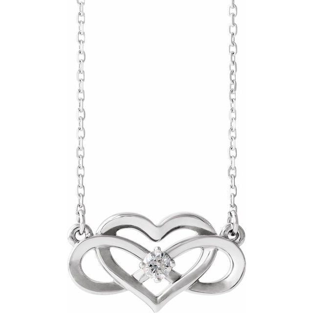 14k White 1/10 Ctw Natural Diamond Infinity-inspired Heart 16-18' Necklace