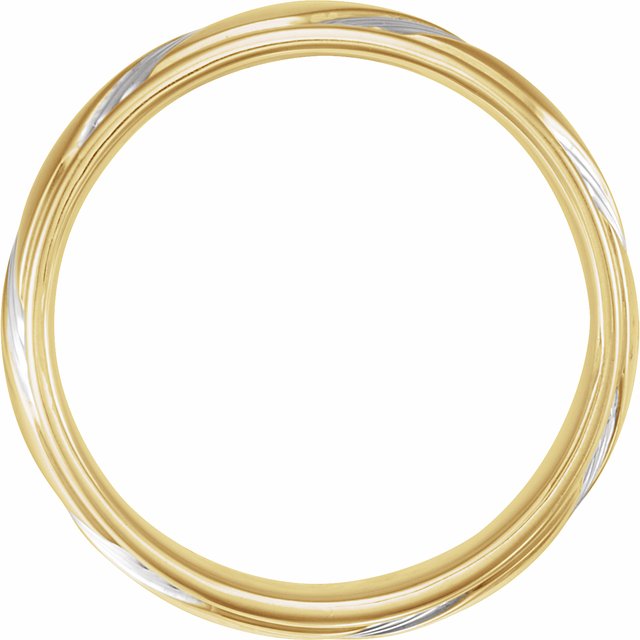 Rhodium-plated 14k Yellow 6.75 Mm Grooved Flat Edge Band Size 11.5