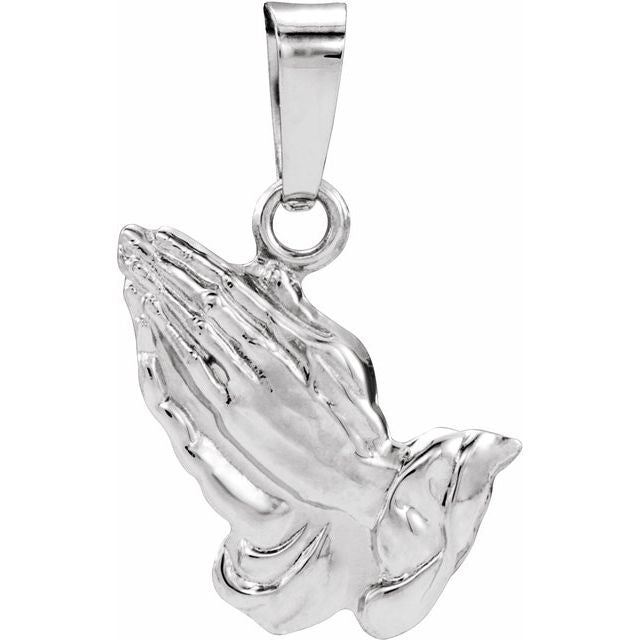 Sterling Silver 20.8x19.3 Mm Praying Hands Pendant