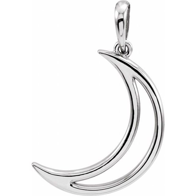 Sterling Silver 25.7x4.7 Mm Crescent Moon Pendant