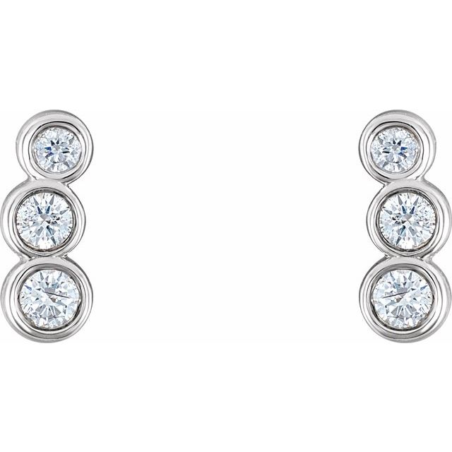 14k White 1/8 Ctw Natural Diamond Petite Ear Climbers