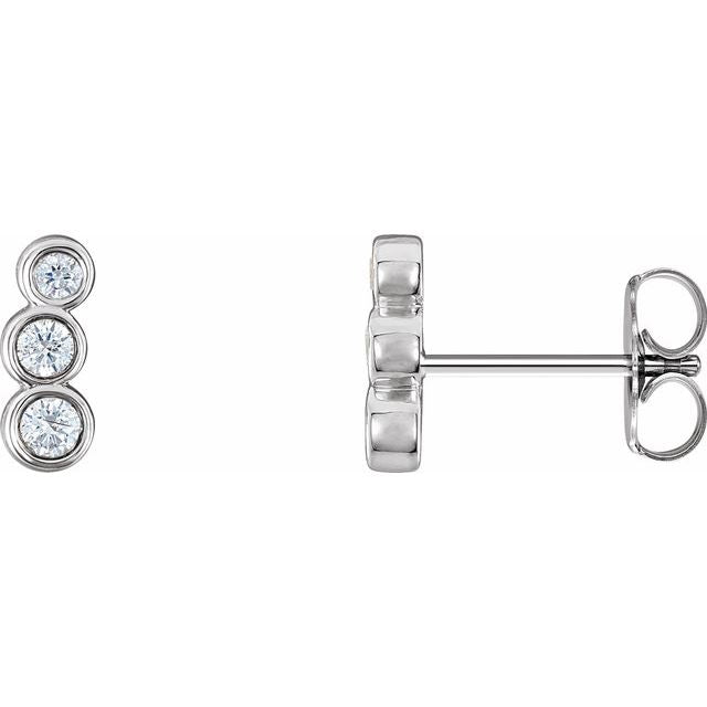 14k White 1/8 Ctw Natural Diamond Petite Ear Climbers