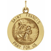 14K Yellow 18 mm Round St. Francis of Assisi Medal