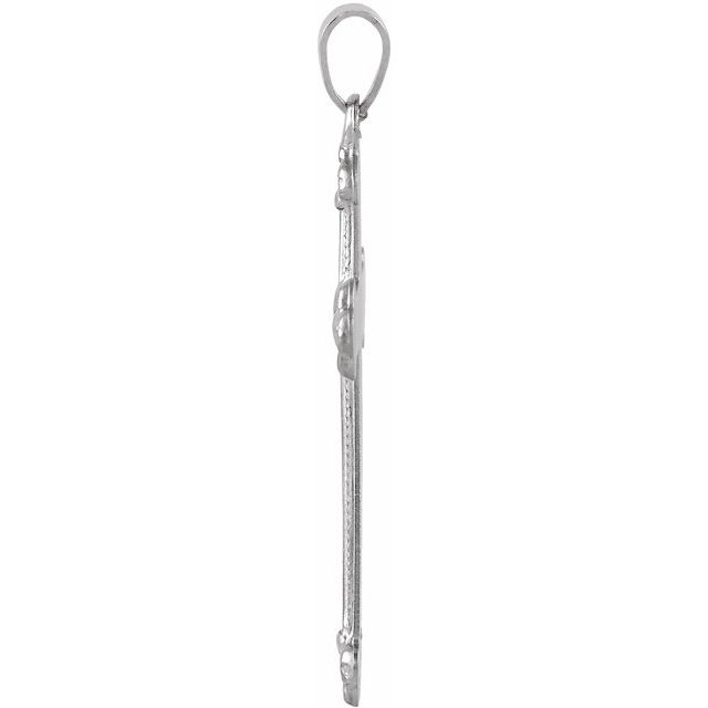 14K White 25x16 mm Cross Pendant