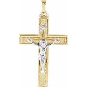 14K Yellow/White 37.6x22 mm Hollow Crucifix Pendant