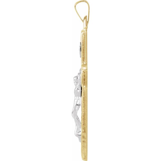 14K Yellow/White 37.6x22 mm Hollow Crucifix Pendant