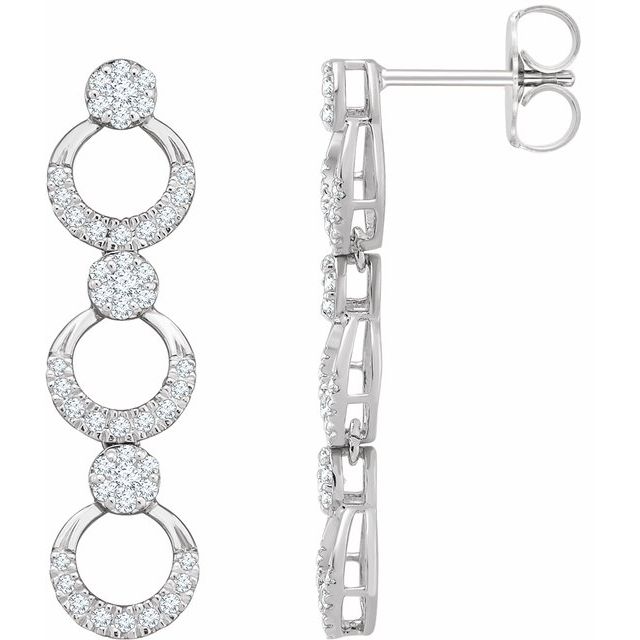 14k White 1/2 Ctw Natural Diamond Geometric Earrings