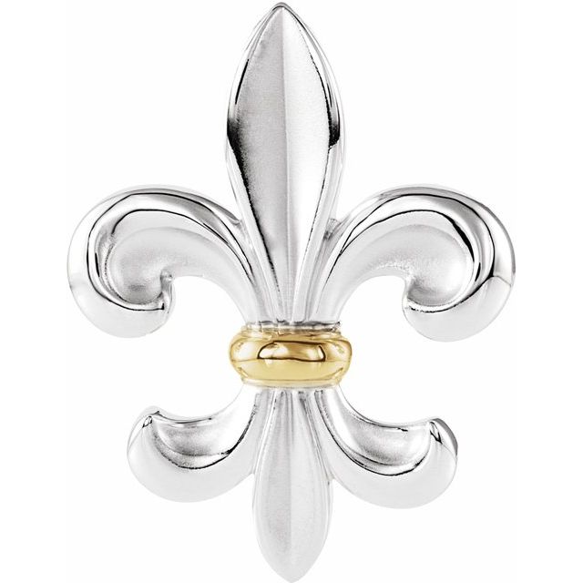 Sterling Silver & 14K Yellow Fleur-de-lis Pendant