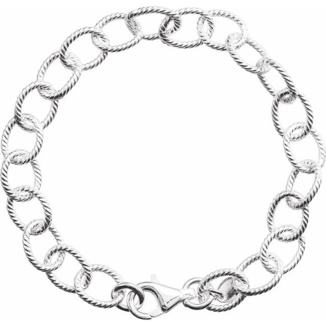 Sterling Silver Knurled Cable 7'  Chain