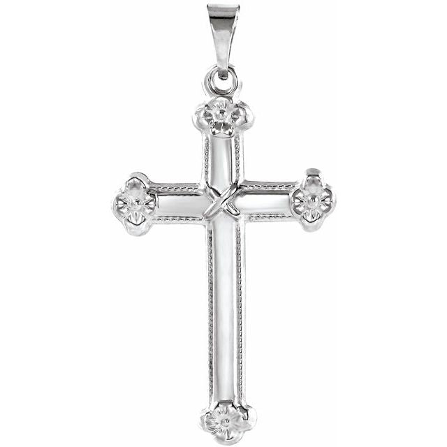 14K White 25x16 mm Cross Pendant