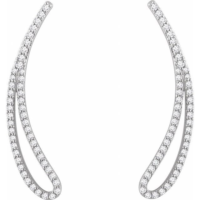 14k White 1/4 Ctw Natural Diamond Ear Climbers