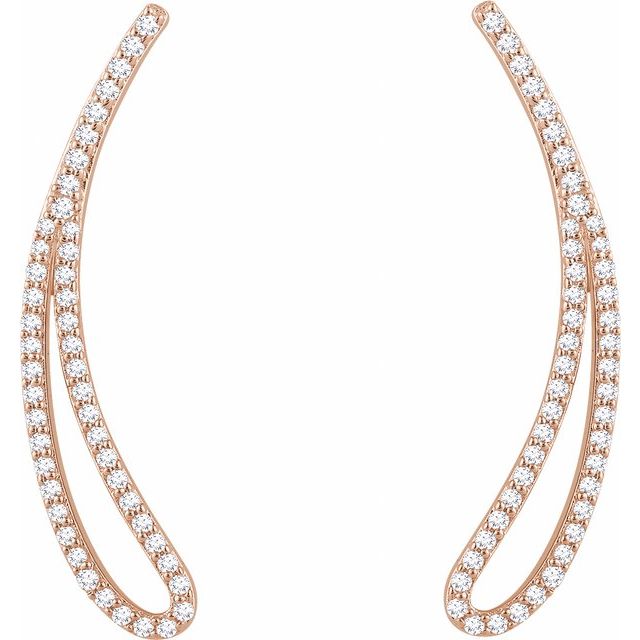 14k Rose 1/4 Ctw Natural Diamond Ear Climbers