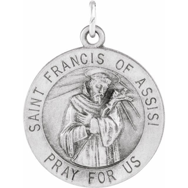 Sterling Silver 22 mm Round St. Francis of Assisi Medal
