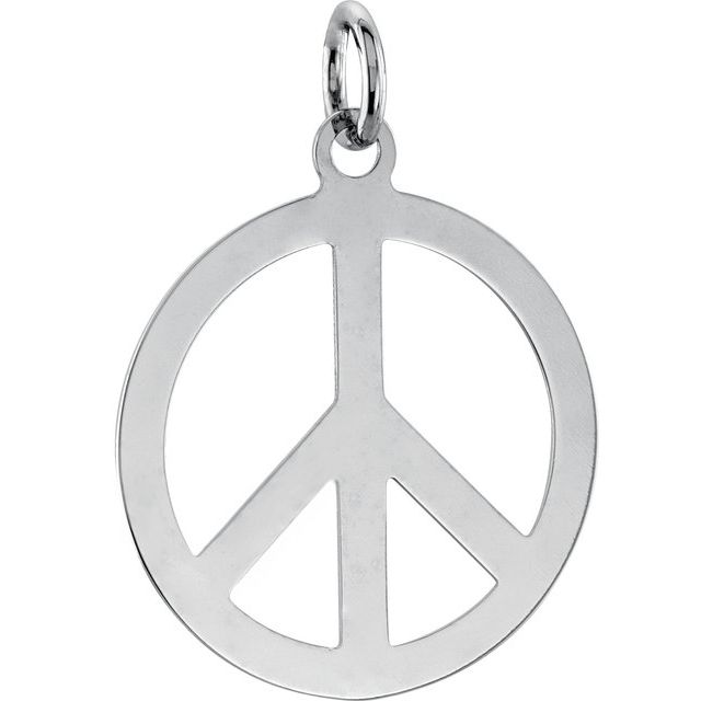 14K White Peace Sign Pendant