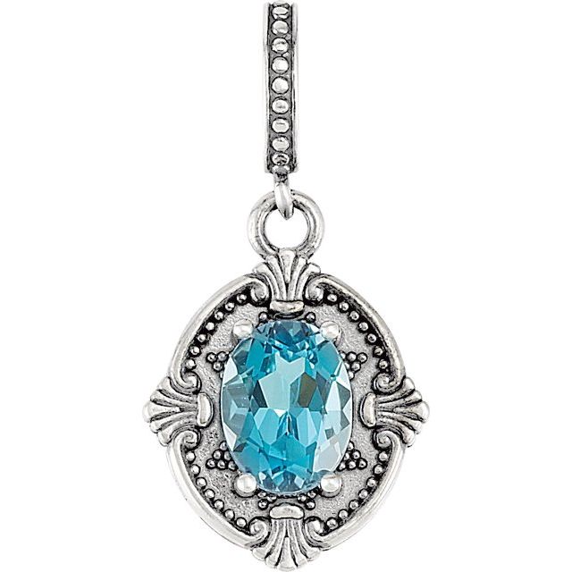 Sterling Silver Natural Swiss Blue Topaz Pendant