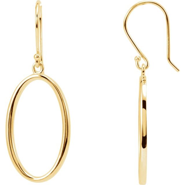 14k Yellow Oval Dangle Earrings