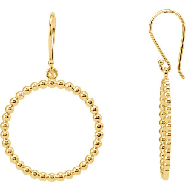14K Yellow Beaded Circle Earrings