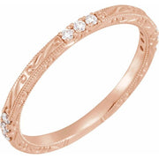 14k Rose 1/10 Ctw Natural Diamond Anniversary Band Size 6