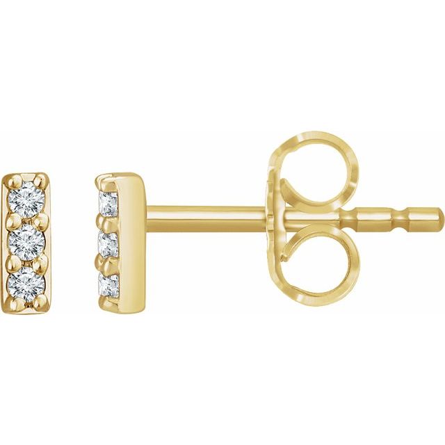 14k Yellow .05 Ctw Natural Diamond Bar Earrings