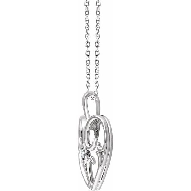 Sterling Silver .03 Ct Natural Diamond Heart 16-18' Necklace