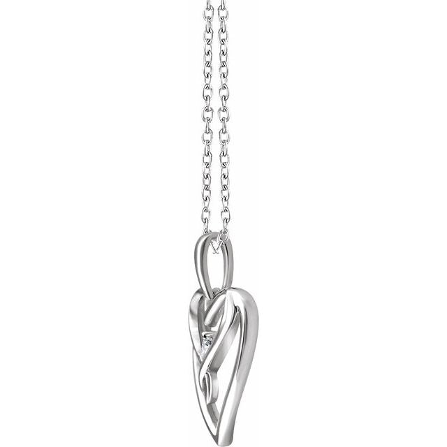 Sterling Silver .05 Ct Natural Diamond Heart 16-18' Necklace