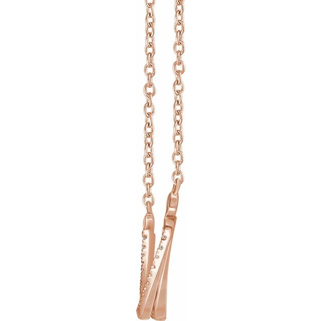 14k Rose 1/4 Ctw Natural Diamond Twisted Bar 16-18' Necklace