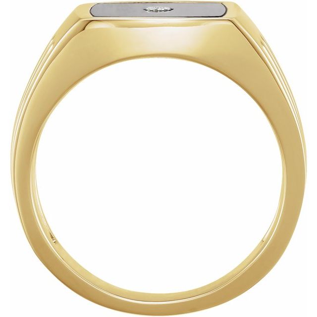 14K Yellow Natural Black Onyx & .005 CTW Natural Diamond Ring
