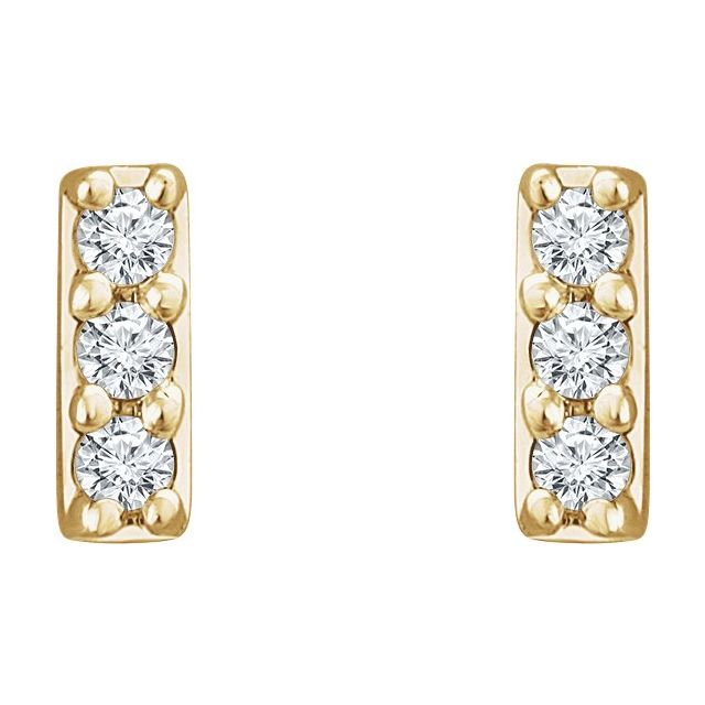 14k Yellow .05 Ctw Natural Diamond Bar Earrings