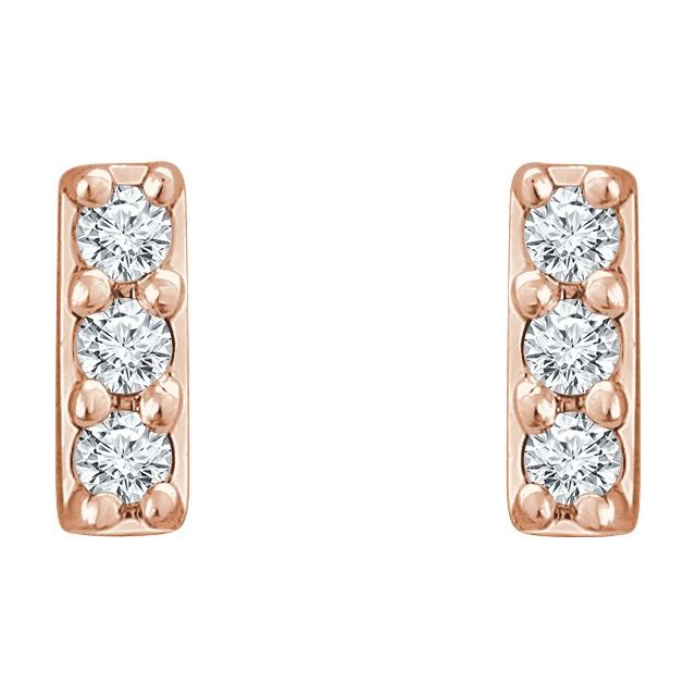 14k Rose .05 Ctw Natural Diamond Bar Earrings