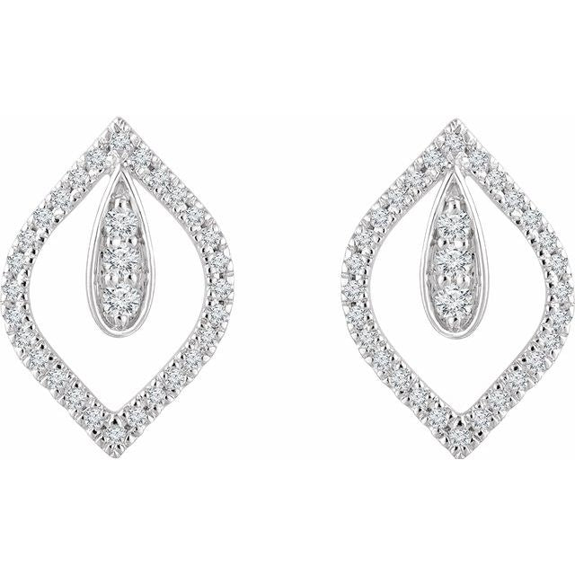 14k White 1/4 Ctw Natural Diamond Freeform Earrings