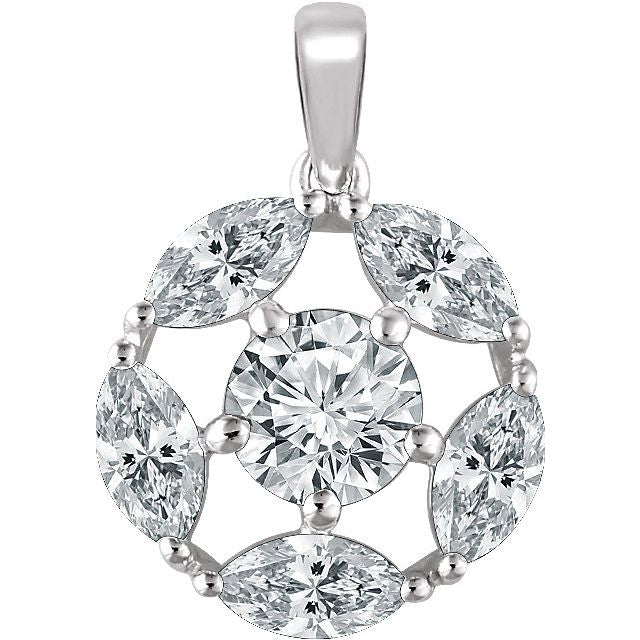 Sterling Silver Imitation White Cubic Zirconia Pendant