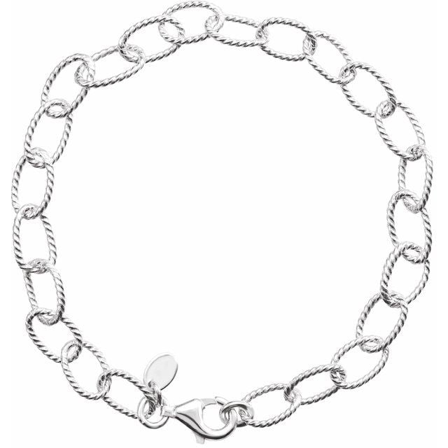 Sterling Silver 6 Mm Knurled Cable 7' Chain