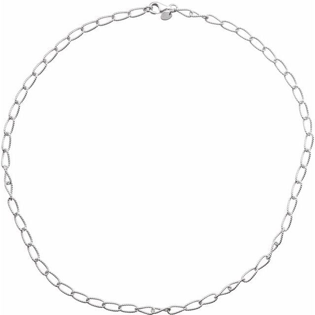 Sterling Silver 4.5 Mm Knurled Curb 7' Chain