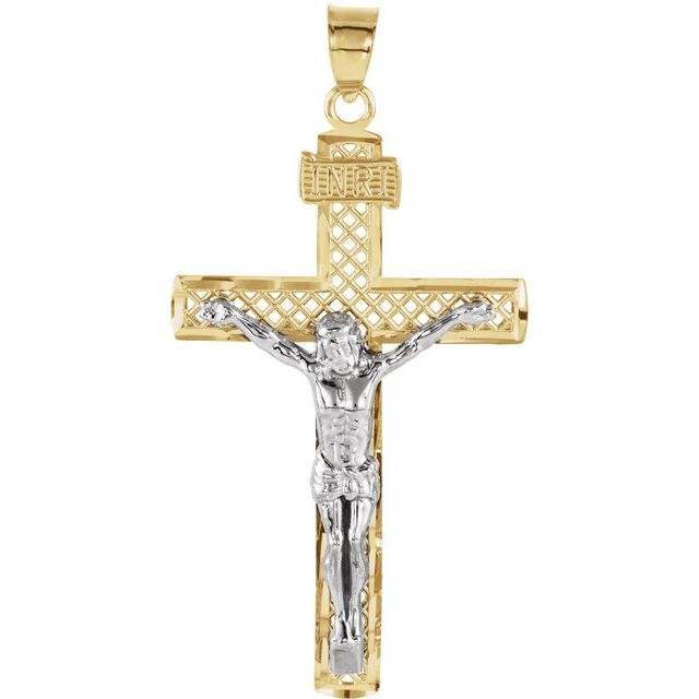 14K Yellow/White 40.5x25.5 mm Crucifix Pendant
