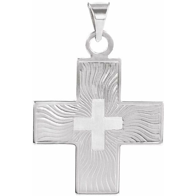 14K White 20.5x18 mm Greek Cross Pendant