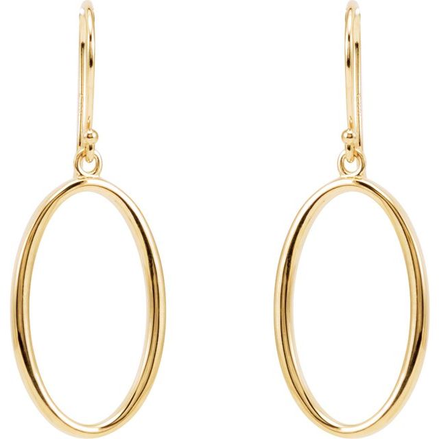 14k Yellow Oval Dangle Earrings