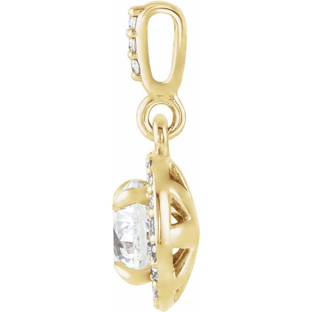 14K Yellow 9/10 CTW Lab-Grown Diamond Halo-Style Pendant