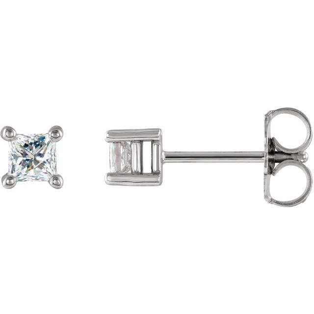 14K White 1/8 CT Natural Diamond Single Stud Earring