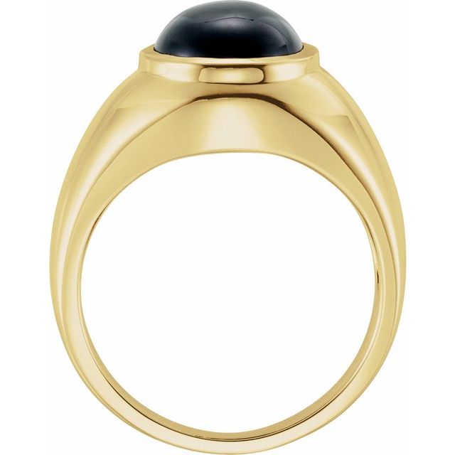 14K Yellow Natural Black Onyx Ring