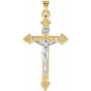 14K Yellow/White Hollow Crucifix Pendant
