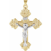 14K Yellow/White Hollow Crucifix Pendant